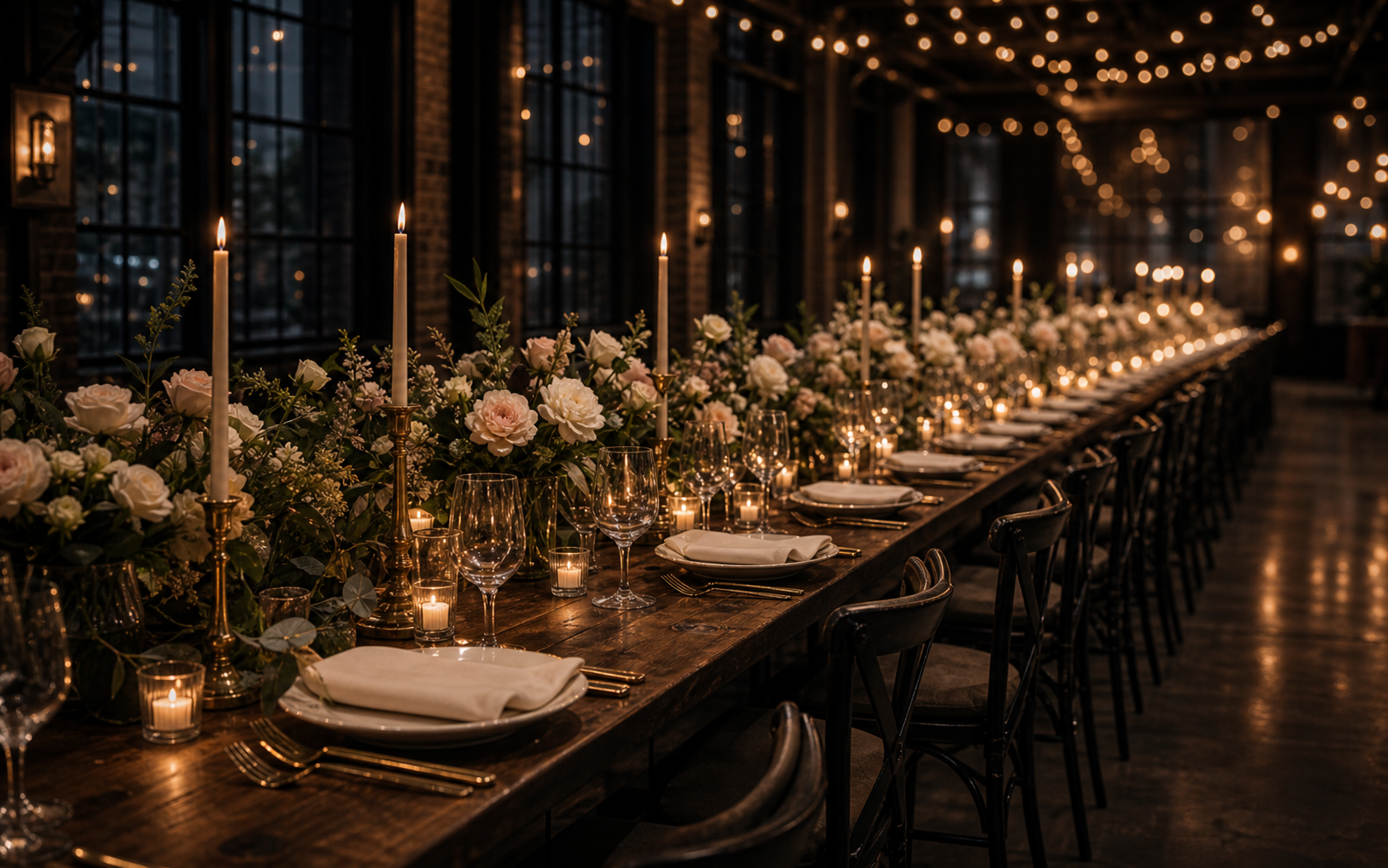 Candlelit table setting